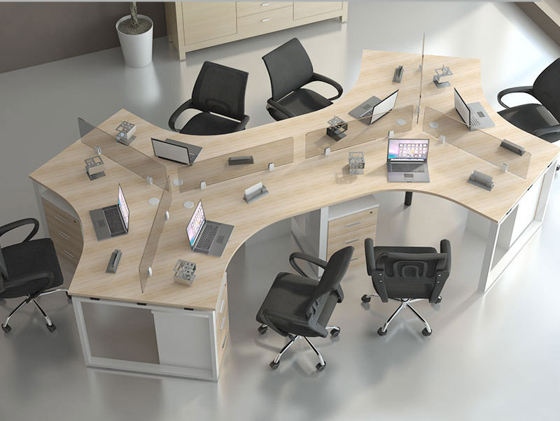 多人位钢脚架办公屏风