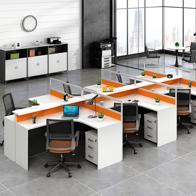 职员桌电脑屏风办公桌组合四人位
