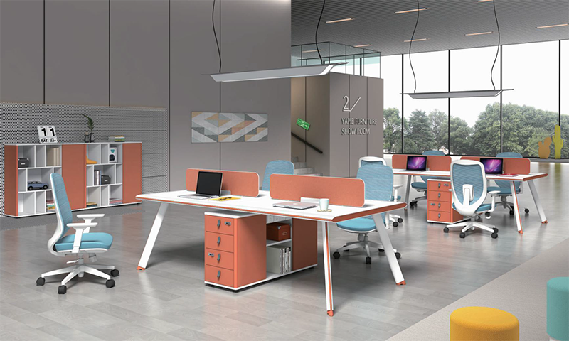 简约办公桌4人位员工电脑桌