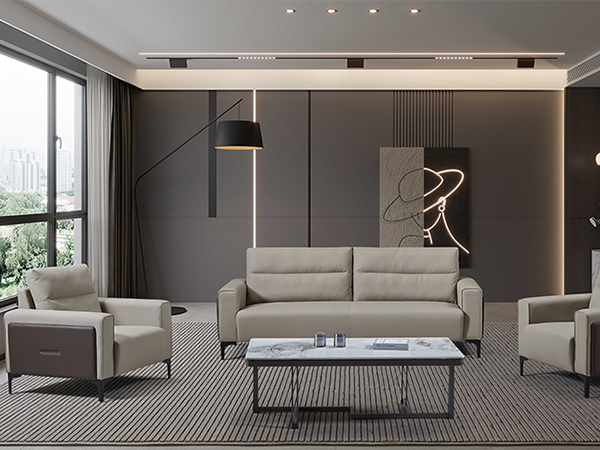 简约办公沙发真皮沙发...